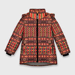 Зимняя куртка для девочки Ретро узор геометрия