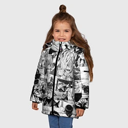 Куртка зимняя для девочки Евангелион паттерн, цвет: 3D-светло-серый — фото 2