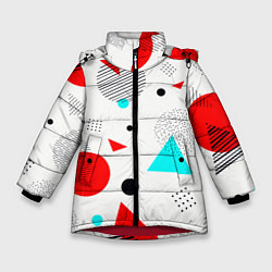 Куртка зимняя для девочки GEOMETRIC FIGURED INTERLACING, цвет: 3D-красный