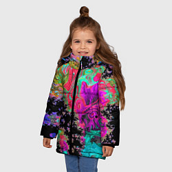 Куртка зимняя для девочки Сюрреалистическая фрактальная композиция Мода Surr, цвет: 3D-светло-серый — фото 2