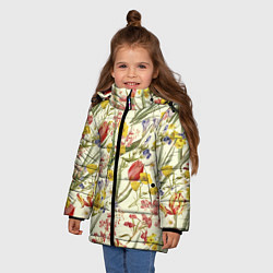 Куртка зимняя для девочки Цветы Весенние Тюльпаны, цвет: 3D-красный — фото 2