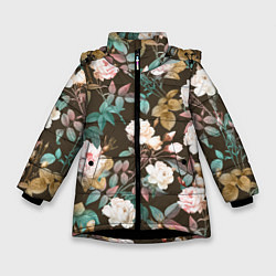 Зимняя куртка для девочки Цветы Розы Садовые