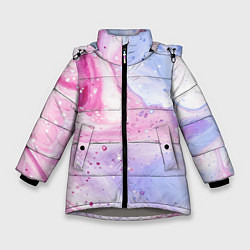 Куртка зимняя для девочки АКВАРЕЛЬНЫЕ РАЗВОДЫ ПАСТЕЛЬНЫЕ, цвет: 3D-светло-серый