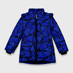 Зимняя куртка для девочки Синие треугольники-геометрический узор