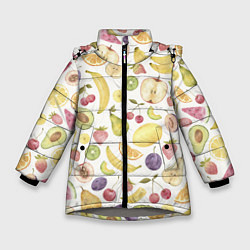 Куртка зимняя для девочки Ассорти Ягод и Фруктов, цвет: 3D-светло-серый