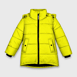 Куртка зимняя для девочки Однотонный неоновый лимонный желтый тон, цвет: 3D-черный