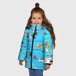 Куртка зимняя для девочки Летающие котики Екаи Тетрадь дружбы Нацумэ, цвет: 3D-светло-серый — фото 2