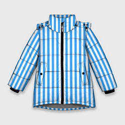 Куртка зимняя для девочки ПОЛОСКИ СИНИЕ, цвет: 3D-светло-серый