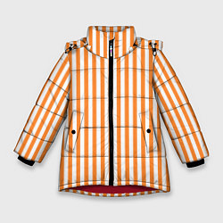 Куртка зимняя для девочки ПОЛОСКИ ОРАНЖЕВЫЙ, цвет: 3D-красный