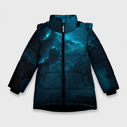 Зимняя куртка для девочки Облака и звезды / 3D-Черный – фото 1