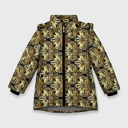 Куртка зимняя для девочки Золотые узоры Gold, цвет: 3D-светло-серый