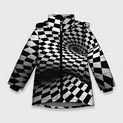 Куртка зимняя для девочки Геометрическая объёмная композиция Авангард, цвет: 3D-светло-серый