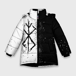 Куртка зимняя для девочки КЛЕЙМО ЖЕРТВЫ ЧБ БЕРСЕРК, цвет: 3D-черный