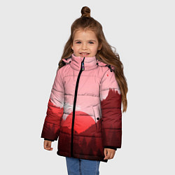 Куртка зимняя для девочки Закат в горах в розовых тонах, цвет: 3D-красный — фото 2