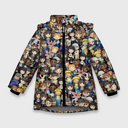 Куртка зимняя для девочки Персонажи Очень странных дел, цвет: 3D-светло-серый