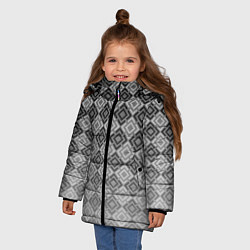 Куртка зимняя для девочки Геометрический узор в серых тонах градиент, цвет: 3D-красный — фото 2