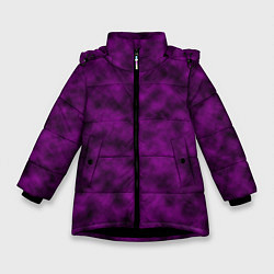 Куртка зимняя для девочки Черно-пурпурная облачность, цвет: 3D-черный