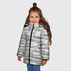 Куртка зимняя для девочки Серая кирпичная стена стиль лофт, цвет: 3D-светло-серый — фото 2