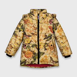 Куртка зимняя для девочки Цветы Летний Закат, цвет: 3D-красный