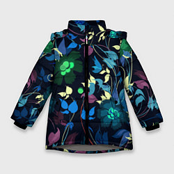 Зимняя куртка для девочки Color summer night Floral pattern