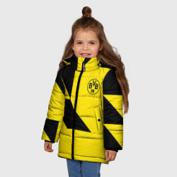 Куртка зимняя для девочки Фк боруссия - fc borussia logo, цвет: 3D-светло-серый — фото 2