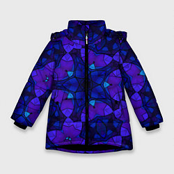 Зимняя куртка для девочки Калейдоскоп -геометрический сине-фиолетовый узор