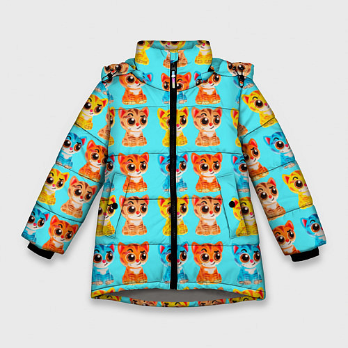 Зимняя куртка для девочки COLORED KITTENS / 3D-Светло-серый – фото 1