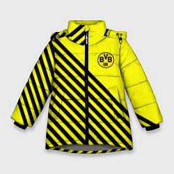 Куртка зимняя для девочки Borussia черные полосы, цвет: 3D-светло-серый