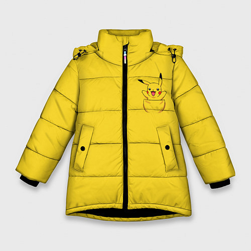 Зимняя куртка для девочки Покемон в кармане / 3D-Черный – фото 1