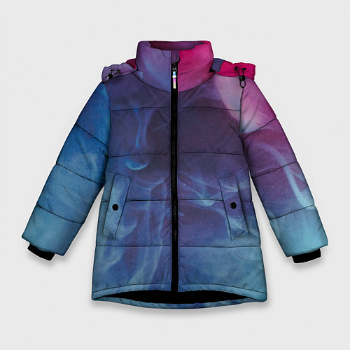 Зимняя куртка для девочки Неоновый дым - Голубой и розовый / 3D-Черный – фото 1