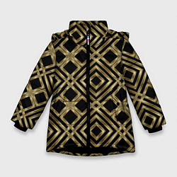 Куртка зимняя для девочки GOLD LUXURY Золотая абстракция, цвет: 3D-черный