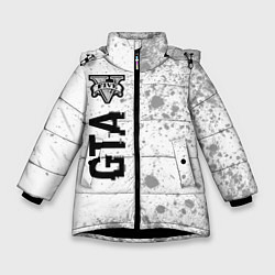 Куртка зимняя для девочки GTA Glitch на темном фоне, цвет: 3D-черный