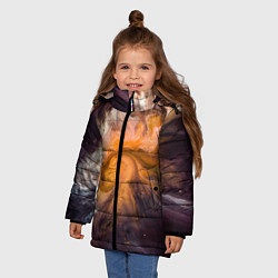 Куртка зимняя для девочки Неоновые краски - Оранжевый, цвет: 3D-светло-серый — фото 2
