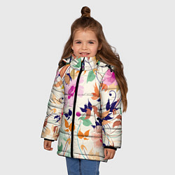 Куртка зимняя для девочки Summer floral pattern, цвет: 3D-черный — фото 2