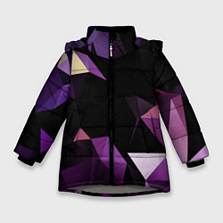 Куртка зимняя для девочки Полигональная магия, цвет: 3D-светло-серый