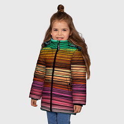 Куртка зимняя для девочки Multicolored thin stripes Разноцветные полосы, цвет: 3D-светло-серый — фото 2