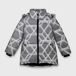 Куртка зимняя для девочки Белые неоновые соты, цвет: 3D-черный