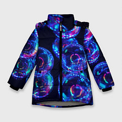Зимняя куртка для девочки Неоновые сюрреалистичные пузыри - Синий