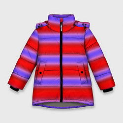 Куртка зимняя для девочки Striped pattern мягкие размытые полосы красные фио, цвет: 3D-светло-серый