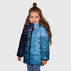 Куртка зимняя для девочки Неоновые волны на воде - Синий, цвет: 3D-светло-серый — фото 2