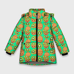 Куртка зимняя для девочки POSITIVE KIWI FRUIT, цвет: 3D-светло-серый