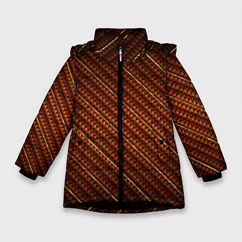 Зимняя куртка для девочки Карбон и золото / 3D-Черный – фото 1