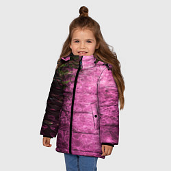 Куртка зимняя для девочки Неоновые волны на воде - Розовый, цвет: 3D-черный — фото 2