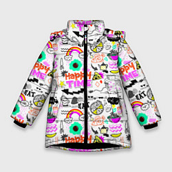 Куртка зимняя для девочки HAPPY TIME, цвет: 3D-черный