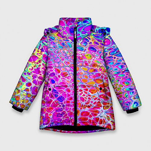Зимняя куртка для девочки Красочные всплески красок Экспрессия / 3D-Черный – фото 1