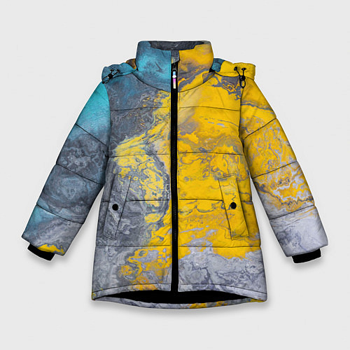 Зимняя куртка для девочки Извержение Красок / 3D-Черный – фото 1
