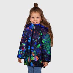 Куртка зимняя для девочки Неоновые мазки красок - Синий, цвет: 3D-светло-серый — фото 2