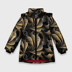 Куртка зимняя для девочки Золотистые абстрактные узоры, цвет: 3D-красный