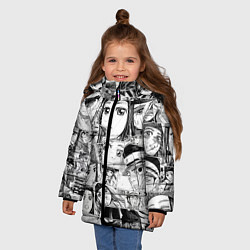 Куртка зимняя для девочки Золотое божество паттерн, цвет: 3D-светло-серый — фото 2