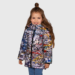 Куртка зимняя для девочки Холст забрызганный краской Fashion trend, цвет: 3D-светло-серый — фото 2